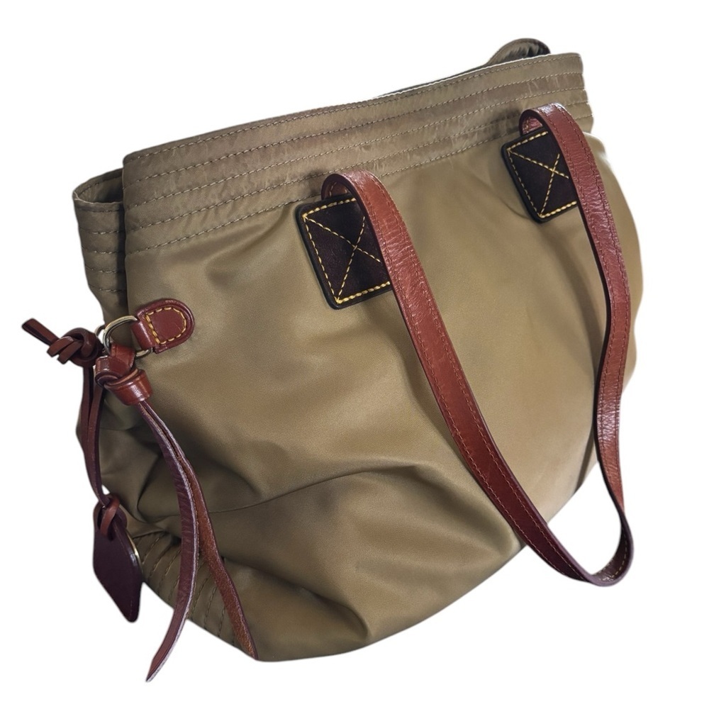 Dooney & Bourke Victoria Nylon Tote Bag Shoulder Handbag Purse Beige Large